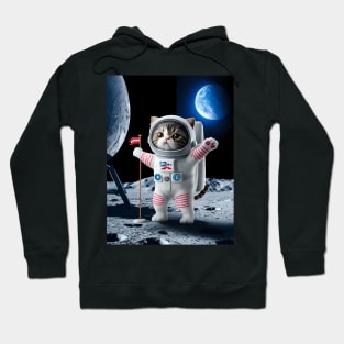 Astronaut cat moon landing Hoodie